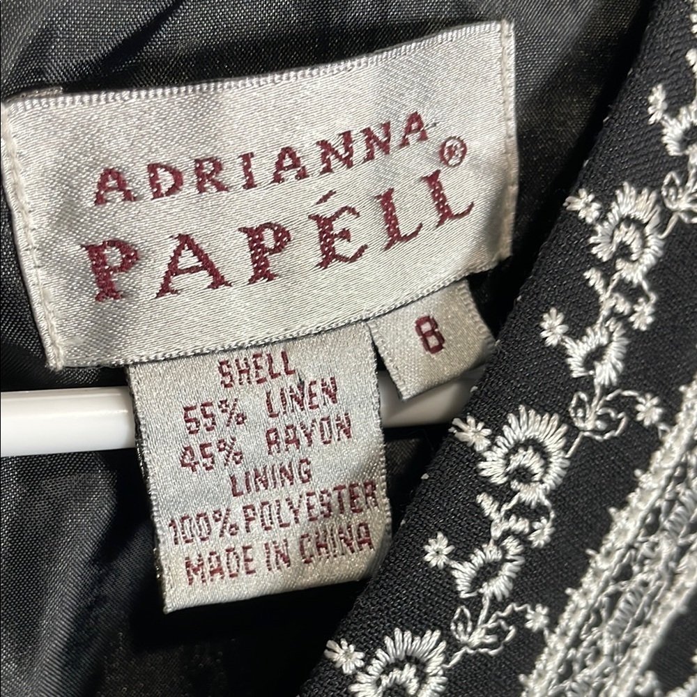 Adrianna Papell Black White Embroidered Fit Flare Midi Dress Size 8 - Picture 3 of 8